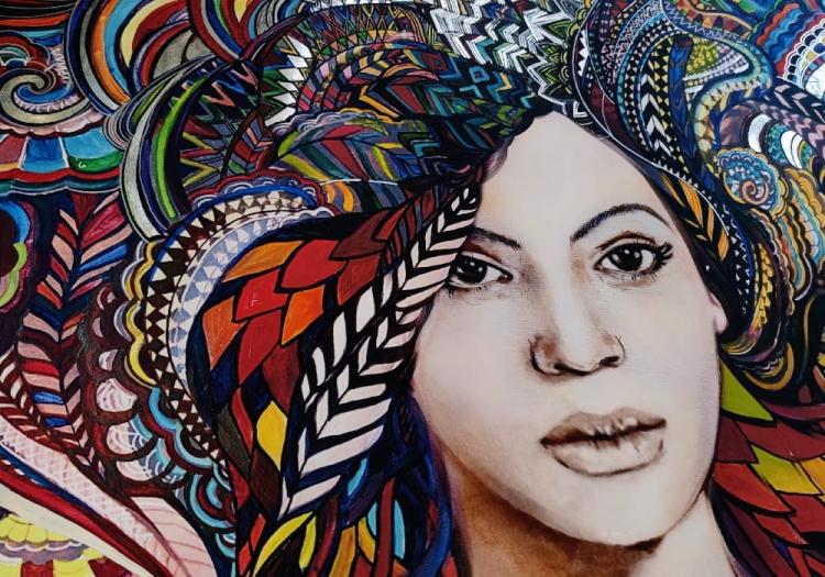 Madame Butterfly Multicolor ZDOBIONA 100x70 cm, perspektywa 3.jpg