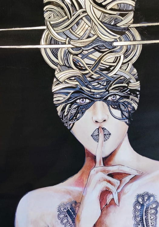 Aleksander, Hej! silver, 50x70 cm, plakat zdobiony, fragment 1.jpg