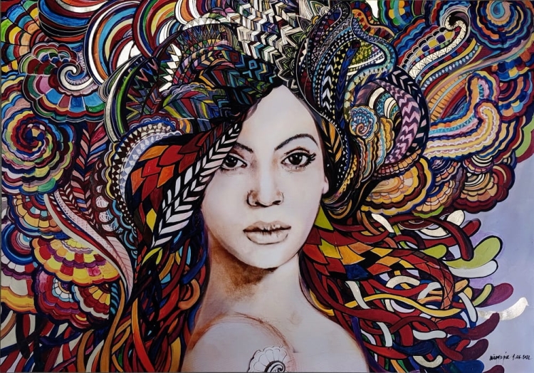 Madame Butterfly Multicolor ZDOBIONA 100x70 cm, v.2.jpg