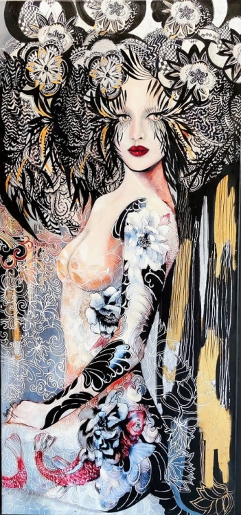 Lady Nova Peony, 70x150 cm, technika mieszana, Maggie Piu.jpg