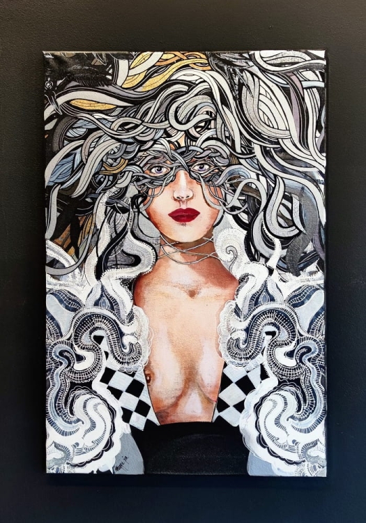 Kruki Balmaina, 60x90 cm, giclee, Maggie Piu, 2022.02, black wall.jpg