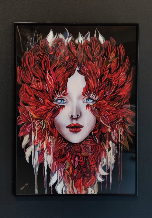 Miłość Medusa, 50x70 cm, alu black frame 50x70 cm, black wall.jpg