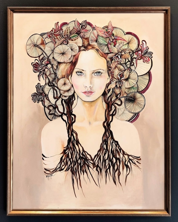 Lady Anna, Maggie Piu, 70x90 cm, akryl na płótnie, wer 2022-07, black wall.jpg