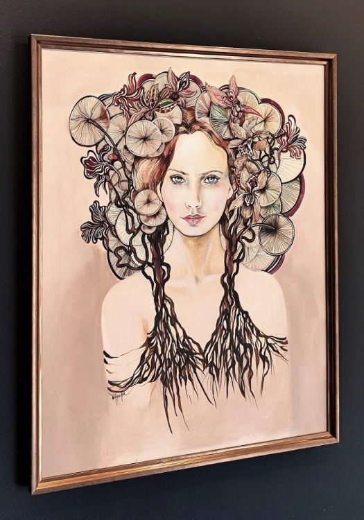 Lady Anna, Maggie Piu, 70x90 cm, akryl na płótnie, ver 2022-07, black wall, left side.jpg