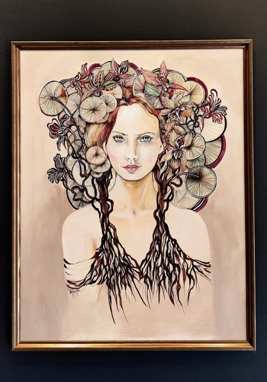 Lady Anna, Maggie Piu, 70x90 cm, akryl na płótnie, ver 2022-07, black wall.jpg