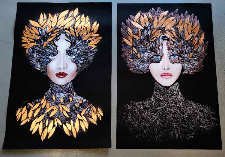 Lady Gorudo i Lady Siostra Szafiro Copper, 80x120 cm.jpg