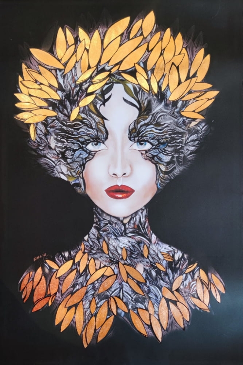 Lady Siostra Szafiro Copper, 80x120 cm, plakat zdobiony, Maggie Piu.jpg