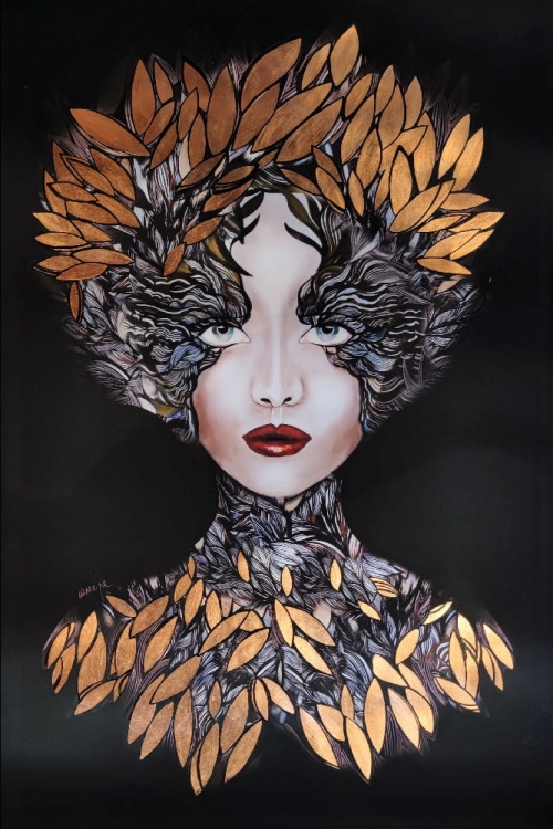 Lady Siostra Szafiro Copper, 80x120 cm, plakat zdobiony, Maggie Piu..jpg