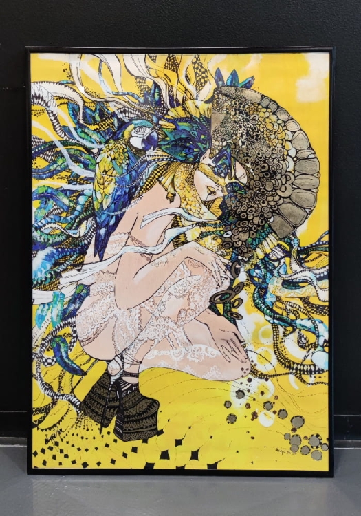 Żółty, plakat ZDOBIONY 50x70, czarne alu rama.jpg