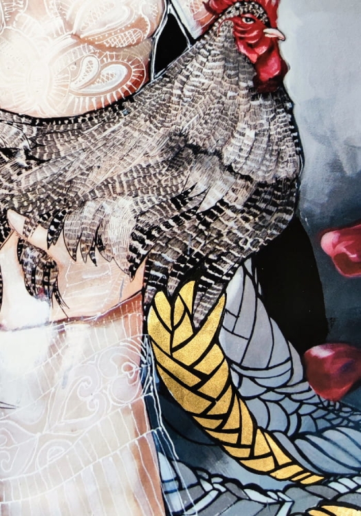 Miała Baba Koguta, plakat zdobiony, 50x70 cm, v2, detal 2.jpg