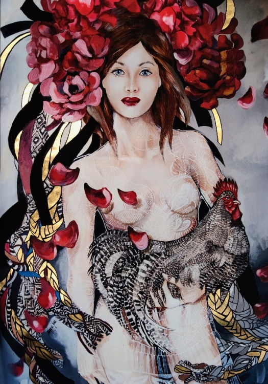 Miała Baba Koguta, plakat zdobiony, 50x70 cm, v2.jpg