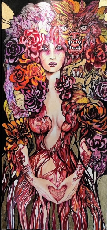 Czerwona Tygrysica, 70x150 cm, technika mieszana, Maggie Piu.jpg