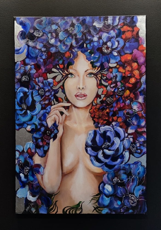 Cupido, 60x90 cm, technika mieszana, obraz Maggie Piu, black wall.jpg
