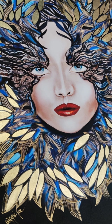 Medusa Szafiro Gold, plakat zdobiony 50x70 cm, v2, perspektywa-detal 3.jpg