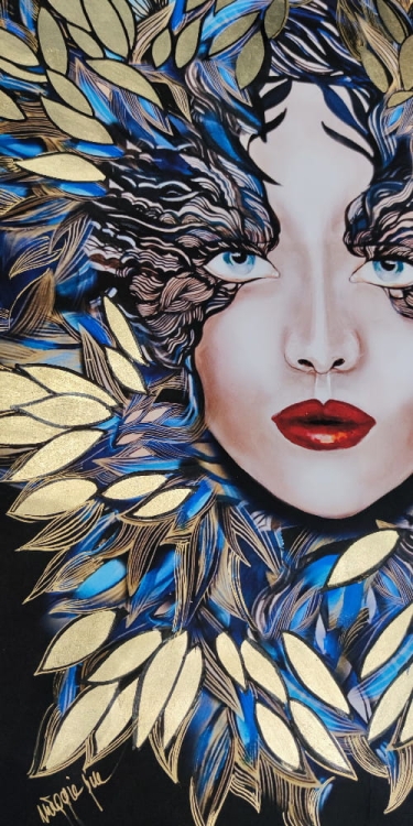 Medusa Szafiro Gold, plakat zdobiony 50x70 cm, v2, perspektywa-detal 2.jpg