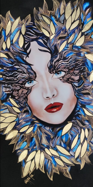 Medusa Szafiro Gold, plakat zdobiony 50x70 cm, v2, perspektywa 1.jpg