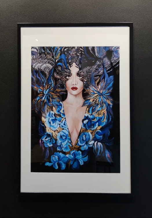 Goldiva Szafiro I, plakat 50x70, białe passe-partout, rama basic 62x92 cm, black wall.jpg