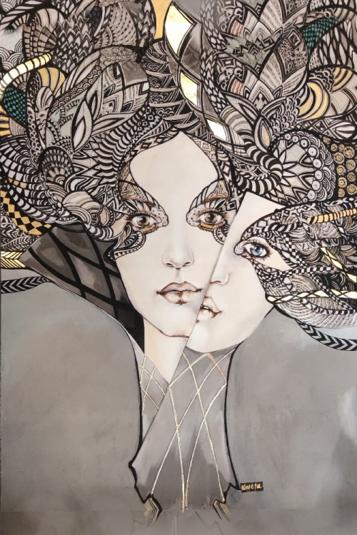 Mistrz i Małgorzata 2, 60x90 cm, plakat zdobiony gold, v2.jpg