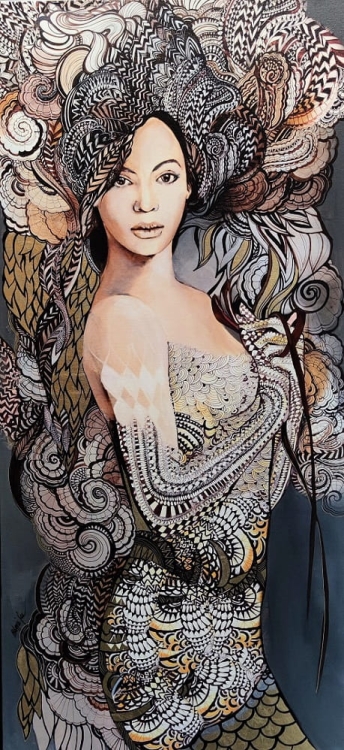 Madame Butterfly B, 70x150 cm, technika mieszana, Maggie Piu.jpg