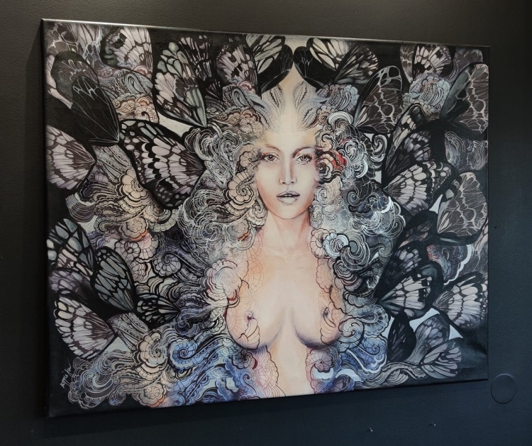 Freewolna Carmen Black Butterfly, 130x100 cm, technika mieszana, Maggie Piu, left side.jpg