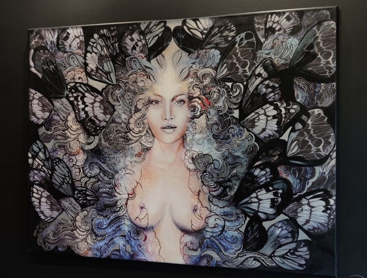 Freewolna Carmen Black Butterfly, 130x100 cm, technika mieszana, Maggie Piu, right side.jpg