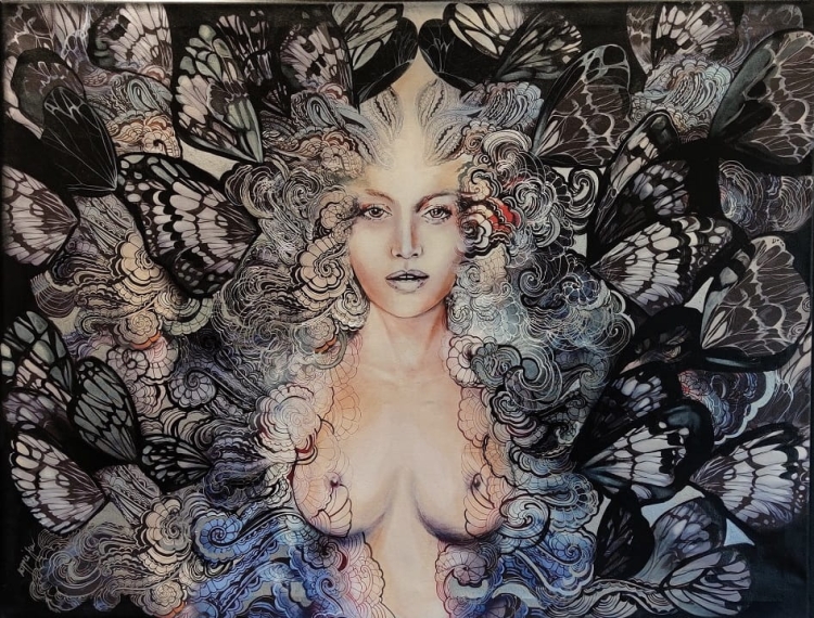 Freewolna Carmen Black Butterfly, 130x100 cm, technika mieszana, Maggie Piu.jpg