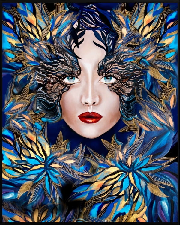 plakat Maggie Piu, Goldiva Szafiro III, 40x50 cm, rama alu czarna 41x51 cm.jpg