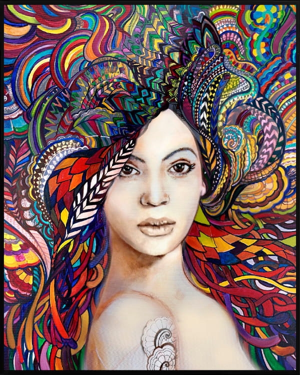 plakat Maggie Piu, Madame Butterfly Multicolor, 40x50 cm, rama alu czarna 41x51 cm.jpg