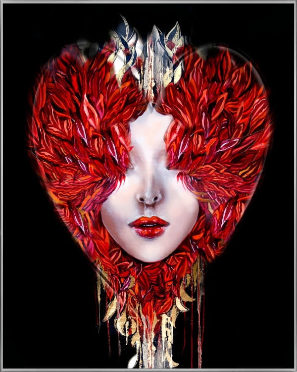 plakat Maggie Piu, Medusa Miłość jest ślepa, 40x50 cm, rama alu srebrna 41x51 cm.jpg