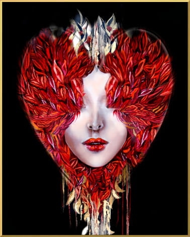 plakat Maggie Piu, Medusa Miłość jest ślepa, 40x50 cm, rama alu złota 40x50 cm.jpg