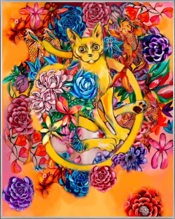 plakat Maggie Piu, Orange Cat, 40x50 cm, rama alu srebrna 41x51 cm.jpg