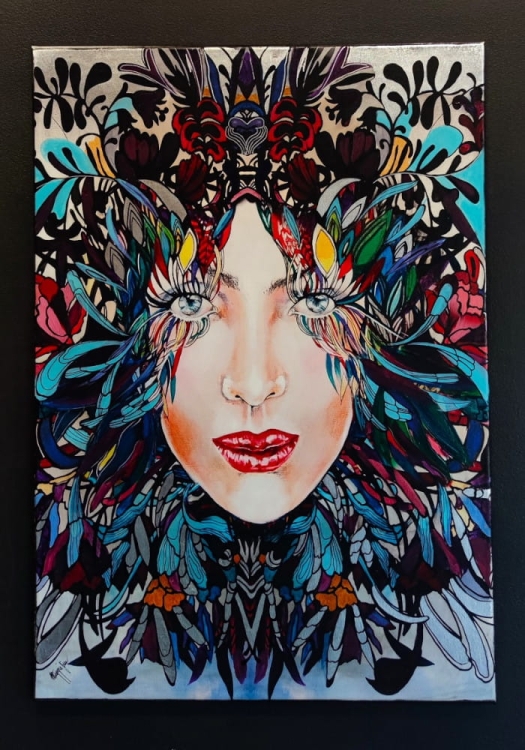Medusa Nova Orzo, 70x100 cm, technika mieszana, Maggie Piu, black wall.jpg