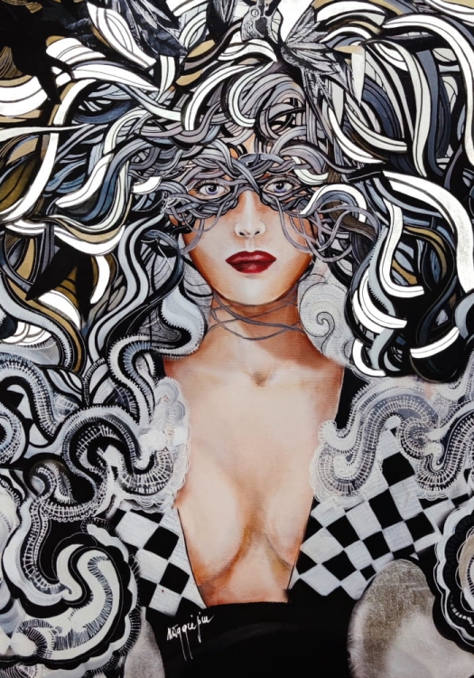 Kruki Balmaina 70x100, plakat zdobiony, silver.jpg