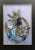 Blue Cat Lighted, plakat zdobiony 50x70 cm, v3, gold frame, black wall.jpg