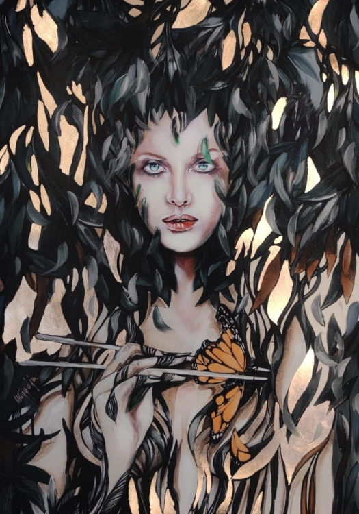 Szuwarnica i Monarcha II Copper, plakat zdobiony, Maggie Piu.jpg