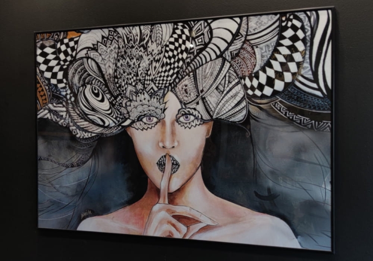 Pożegnanie Aleksandra 3, plakat 100x70 cm, black alu frame, black wall, right side.jpg