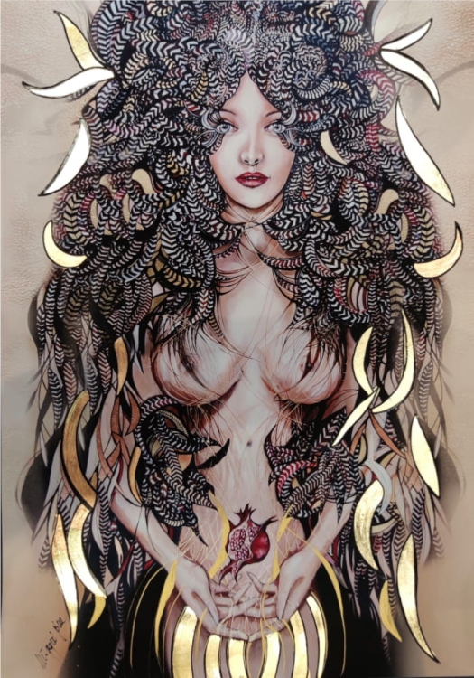 Lady Mida I, 50x70 cm plakat zdobiony GOLD.jpg