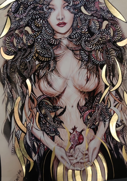 Lady Mida I, 50x70 cm plakat zdobiony GOLD, perspektywa 2.jpg
