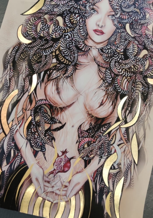 Lady Mida I, 50x70 cm plakat zdobiony GOLD, perspektywa 1.jpg