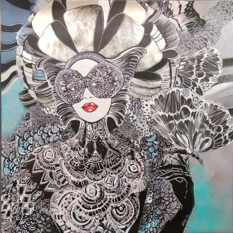Geisha z motylem zdobiona, 100x100 cm, v2.jpg