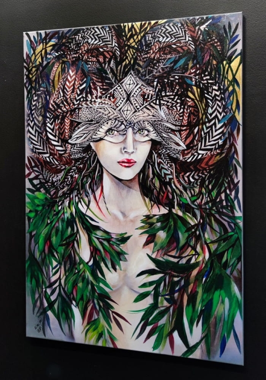 Viridis, 70x100 cm, technika mieszana, Maggie Piu, black wall, right side.jpg