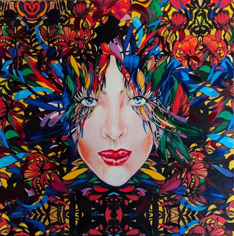 Medusa Gold 3, 100x100 cm, technika mieszana, Maggie Piu.jpg
