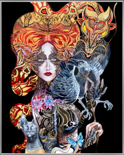 plakat Maggie Piu, Geisha Karasu, 40x50 cm, rama alu srebrna 41x51 cm.jpg