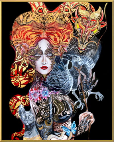 plakat Maggie Piu, Geisha Karasu, 40x50 cm, rama alu złota 40x50 cm.jpg