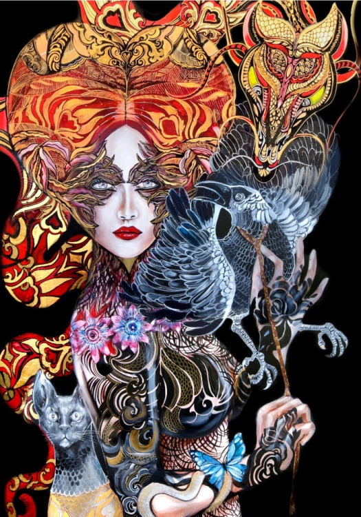 plakat Maggie Piu, Geisha Karasu II, 70x100 cm.jpg