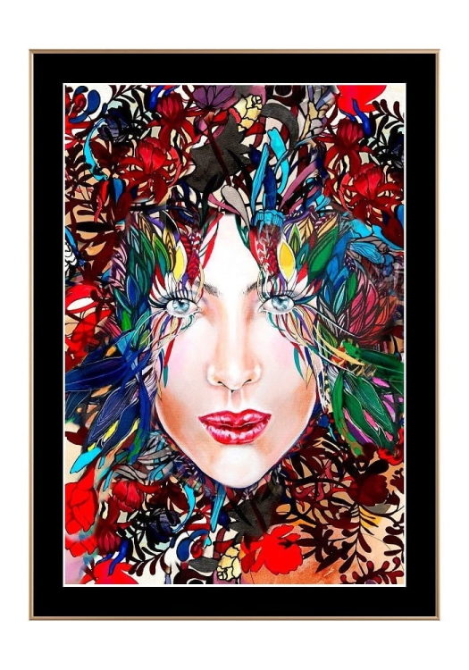 Medusa Multicolor ramka złota, czarne-passe-partout