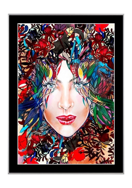 Medusa Multicolor ramka. srebrna, czarne-passe-partout