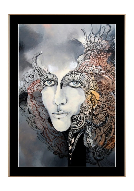 Anna B ramka złota, czarne-passe-partout