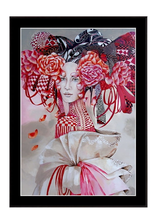 Madame-Butterfly-ramka-czarna, czarne-passe-partout