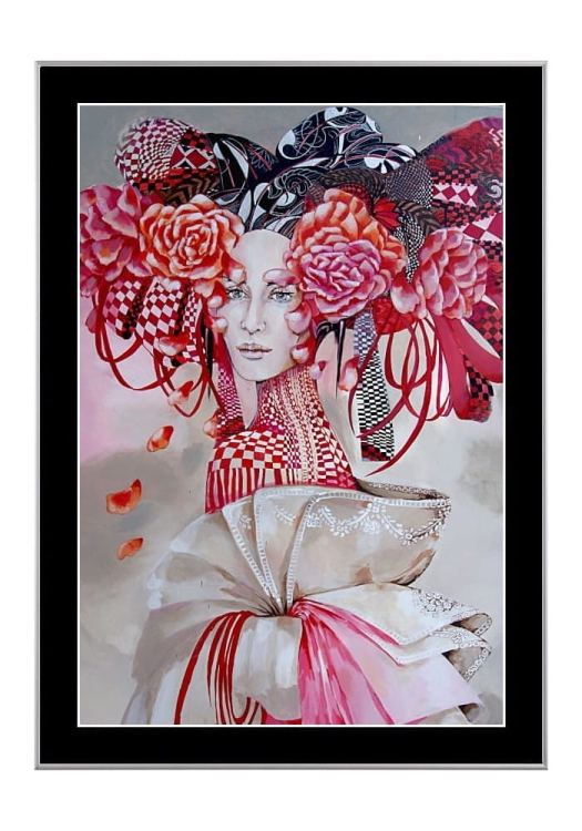 Madame-Butterfly-ramka-srebrna, czarne-passe-partout